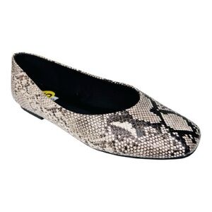 Steve Madden Deliah Black/White Vegan Snake Print Slip On Ballet Flats Shoes 9